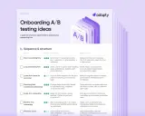 Lista kontrolna pomysłów na testy A/B onboardingu: krótkie, długie, liniowe, warunkowe, celowe, z korzyściami, ekran powitalny.