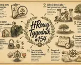 Grafika z HR-owym tygodnikiem #154. Lista tematów: rekrutacja na potencjał, lider tworzy warunki, przywództwo dla dobra wspólnego, 4-dniowy tydzień pracy, delegowanie, liderzy AI, bezpieczeństwo psychologiczne, koniec kultury heroizmu.