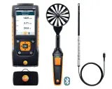 Zestaw testo 440 z anemometrem łopatkowym i sondą, gotowy do testów przepływu powietrza.
