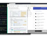 Testy aplikacji "Real World App" pokazują **cypress real events** w kodzie i interfejsie, filtrując transakcje po dacie i kwocie.