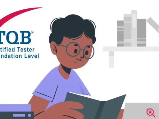 Chłopiec w okularach czyta książkę, przygotowując się do egzaminu ISTQB Certified Tester Foundation Level.