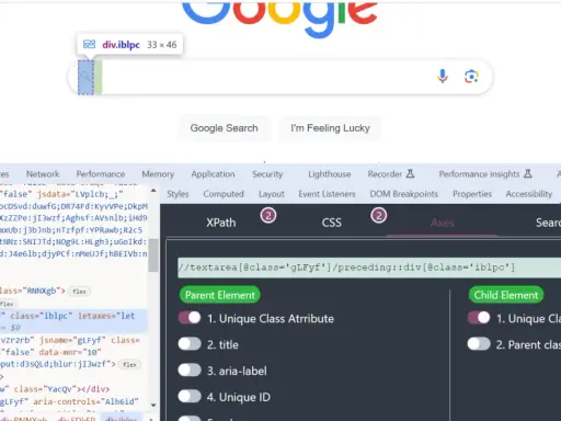 Narzędzie LetXPath w Chrome pokazuje, jak znaleźć element za pomocą **chrome xpath**. Widzimy fragment kodu HTML i wygenerowany selektor.